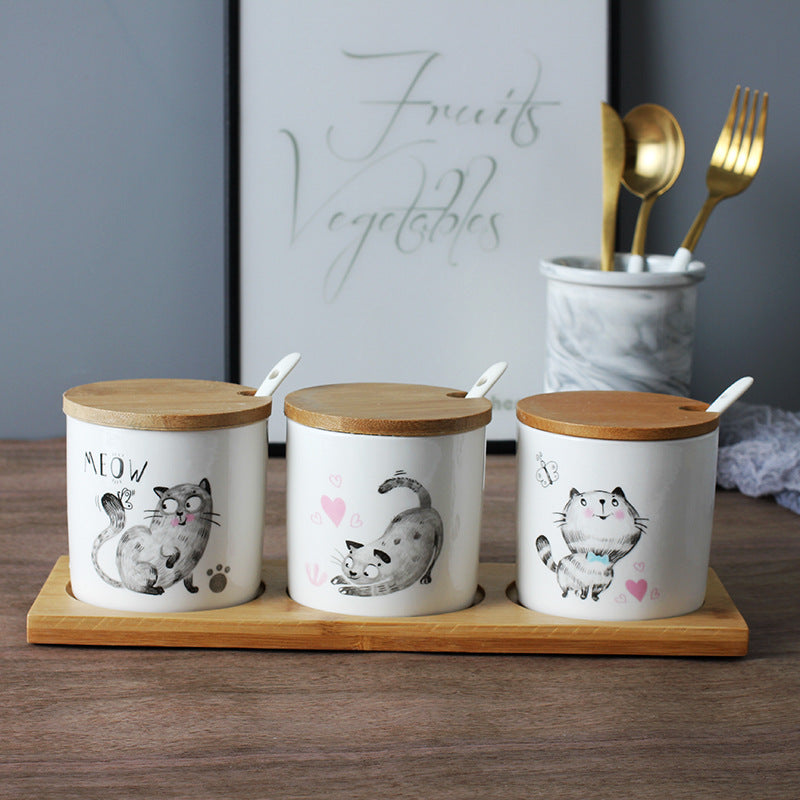 Three-Piece Ceramic Jar With Lid