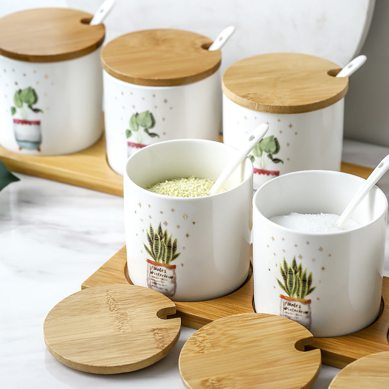 Three-Piece Ceramic Jar With Lid