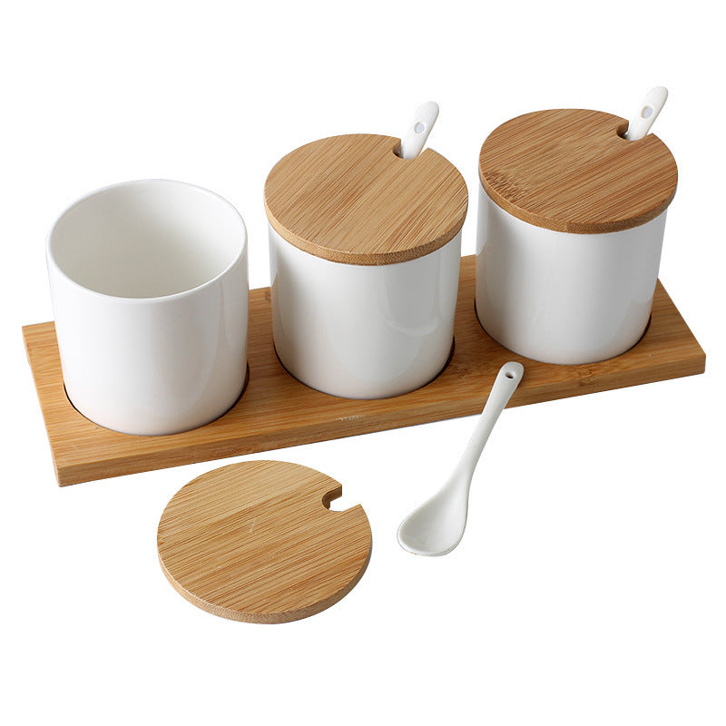 Three-Piece Ceramic Jar With Lid