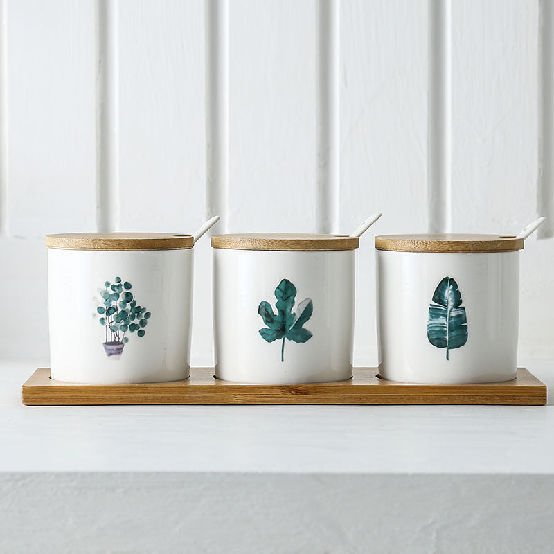 Three-Piece Ceramic Jar With Lid