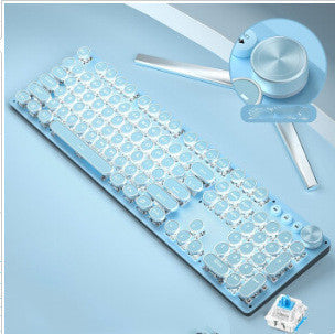 Blue Retro Keyboard And Mouse Set