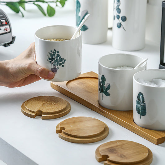 Three-Piece Ceramic Jar With Lid